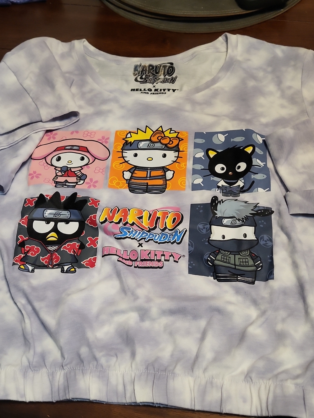 Hello Kitty x Naruto Shippuden Tie-Dye Long Sleeve Tee - White/Purple